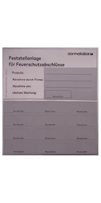 Produktbild von Zulassungsetikett zu Feststellanlagen