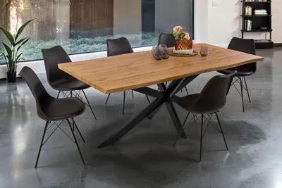 Produktbild von Esstisch Baumkante Holz-Optik Wildeiche 200 x 100 Spider-Gestell schwarz JOSY