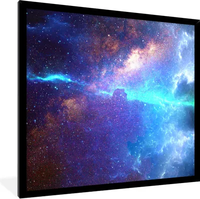 Produktbild von MuchoWow® Gerahmtes Poster Sterne - Weltraum - Blau 40x40 cm - Poster mit Schwarzem Bilderrahmen Wandposter Rahmen Foto Bilder - Mit Rahmen - Wanddekoration Schlafzimmer