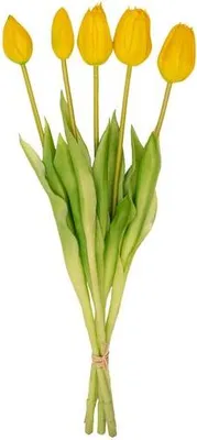 Produktbild von Bukiet żółtych tulipanów - 5 sztuk - sztuczne tulipany - 42 cm