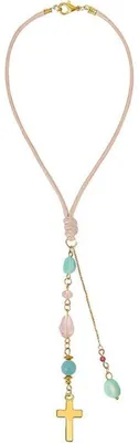 Immagine prodotto di Ciondolo a forma di croce, perline di amazonite, specchietto per auto, portafortuna, decorazione, borsa, portachiavi