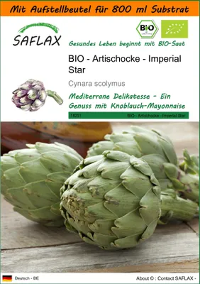Produktbild von SAFLAX - Garden in the Bag - BIO - Artischocke - Imperial Star - 5 Samen - Mit Anzuchtsubstrat im praktischen, selbst aufstellenden Beutel - Cynara scolymus