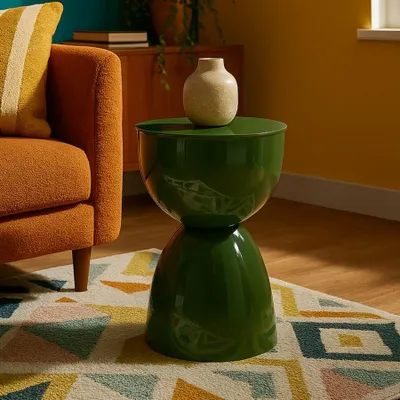 Immagine prodotto di Tavolinetto in metallo verde lucido cm ø 31x46