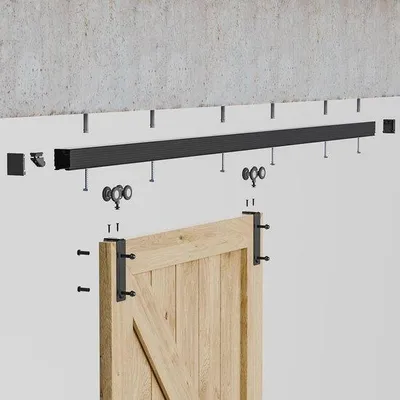 Productafbeelding van Plafondmontage Schuifdeursysteem - Complete Set van 182 cm met Schuifdeur Beslag