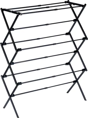 Obrázek produktu pro Vertikální výsuvný kůň na prádlo z černého kovu 47-78 x 94 cm