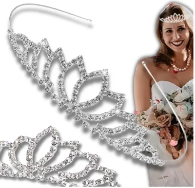 Image de EDIBAZZAR | Bandeau de cheveux Tiara strass décoratifs mariage ARGENT Couronne avec strass