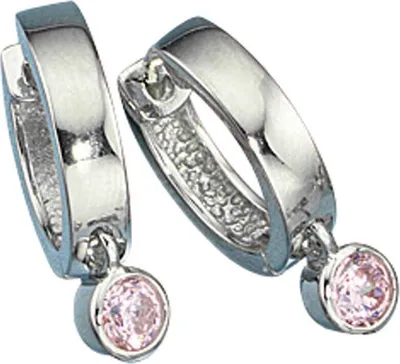 Produktbild von JOBO Creolen rosa 925 Sterling Silber rhodiniert 2 Zirkonia rosé Ohrringe