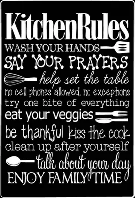 Produktbild von vianmo Holzschild 30x20 cm Kitchen Rules wash your hands