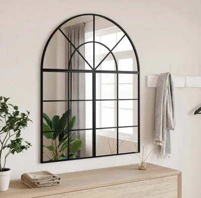 Zdjęcie produktu dla vidaXL Lustro ścienne czarne 80x100cm Zakrzywione żelazko