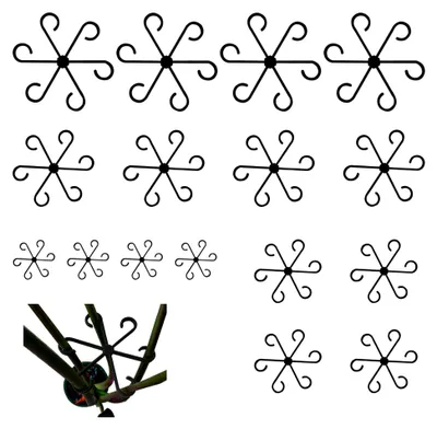 Produktbild von 16 Stück Pflanzenstützen Staudenhalter, Pflanze Stängelstützen Schwarz, 4 Größen Pflanzenstielhalter, Blumenform Pflanzenhalter Clips für Garten-Stützklammern