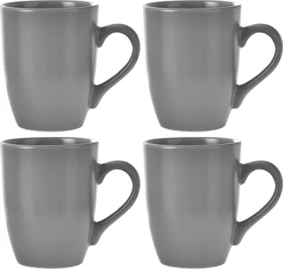 Produktbild von Orion Keramikbecher Keramiktasse Kaffeetasse Teetasse grau mit Henkel mikrowellengeeignet 4x350 ml Set ALFA