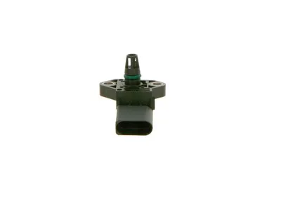 A black automotive sensor with a green ring, isolated on a white background.