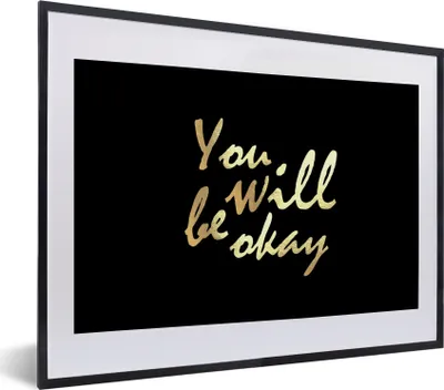 Produktbild von MuchoWow® Gerahmtes Poster Zitat - Motivation - Gold - Schwarz 40x30 cm - Poster mit Schwarzem Bilderrahmen Wandposter Rahmen Foto Bilder - Bilderrahmen - Poster im Rahmen