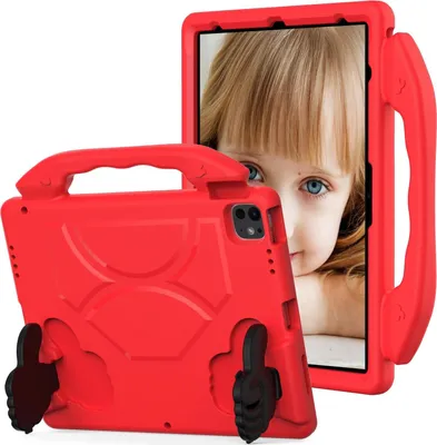Produktbild von Kinder Schutzhülle für iPad Air 13 M3/M2 2025/2024, iPad Pro 13 (2024) 13" (M4), iPad Pro 12,9 6th/5th/4th Gen 2022/2021/2020, Leicht EVA-Schaum mit Griff Ständer Hülle Rot