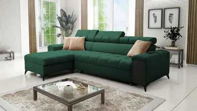 Produktbild von Ecksofa MAX I Mini mit Schlaffunktion und Zwei Bettzeugbehältern,hat einen Öffnungsbügel, 3 verstellbare Kopfstützen, USB-Anschluss