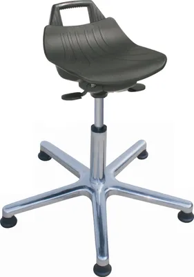 Produktbild von Stehhilfe Denver | Sitzhöhe 53-72cm | Ø 63cm | Tragfähigkeit 110kg | Aluminium-Fußkreuz mit Gleiter | mit hochgezogener Rückenstütze und Tragegriff | Schwarz