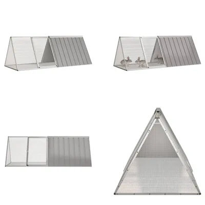 Produktbild von vidaXL Kaninchenkäfig Grau 201,5x80,5x71 cm Verzinkter Stahl - Kaninchenkäfig - Kaninchenkäfige - Kaninchenstall - Kaninchenhaus
