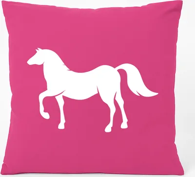 Produktbild von Huuraa Kissen Pferd Silhouette 40x40cm mit Füllung Fuchsia Baumwolle Dekokissen Geschenkidee