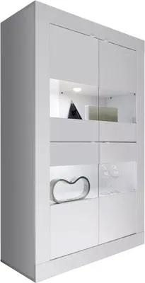 Immagine prodotto di Vetrina 4 porte in vetro senza illuminazione, collezione ISORA, colore bianco lucido lacato