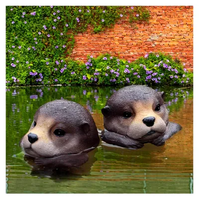 Produktbild von Schwimmender Otter für den Außenbereich, Teichornament aus Kunstharz, realistische Gartenstatue