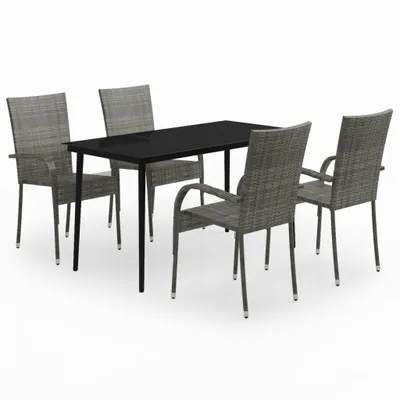 Produktbild von vidaXL 5-tlg. Garten-Essgruppe Grau und Schwarz