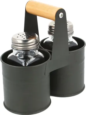 Produktbild von COM-FOUR® 6-teiliges Glasgewürzset - Salz und Pfeffer mit passendem Metallhalter (02 Stück - mit Halter)