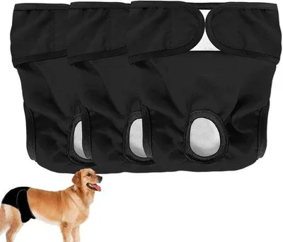 Imagen del producto de Pañales higiénicos para perras, altamente absorbentes, lavables y reutilizables, que protegen a su perro. Pack de 3 unidades, color , talla S.
