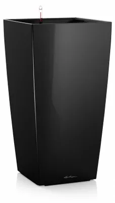 Image de LECHUZA-Vase à plantes CUBICO Premium 40 Noir brillant | Vase à plantes avec système d'arrosage | Surface brillante | 39,5 x 39,5 x 75,5 cm | 18196