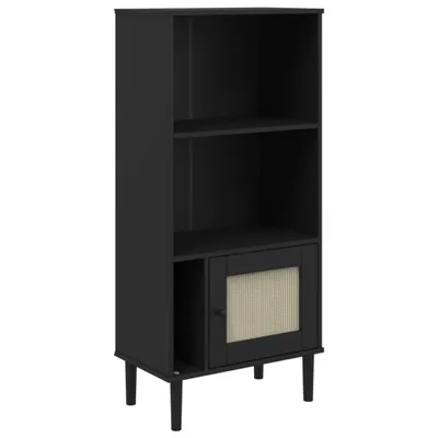 Obrázok produktu pre vidaXL Regál SENJA ratanový vzhľad čierny 60x35x130cm borovicové drevo