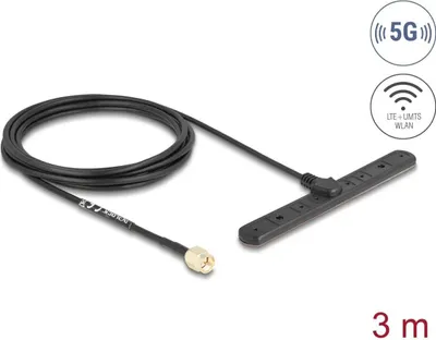 Obrázek produktu pro DeLOCK 96090, 3 dBi, 0.698 - 0.96, 1.71 - 3.8 GHz, 50 ohm, Vícesměrová anténa, SMA, Lineární, vertikální