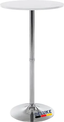 Produktbild von DELUKE® Stehtisch rund Ø 60cm BERLI - Aluminium Gestell | Bistrotisch Gastro Bartisch rund Hoher Tisch Hochtisch, 108x60cm HxB, Weiß-Silber