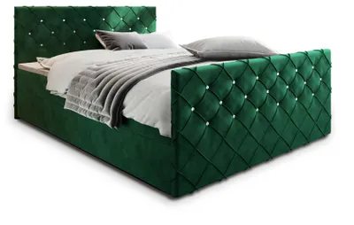 Produktbild von Masseno Boxspringbett MANDI 140x200 cm Komplett-Set mit Bonell Matratze und Topper, Polsterbett mit Bettkästen -Grün, MAGIC VELVET 2225