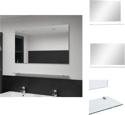 Obrázek produktu pro vidaXL Nástěnné zrcadlo s poličkou 100×60 cm z tvrzeného skla - Zrcadlo
