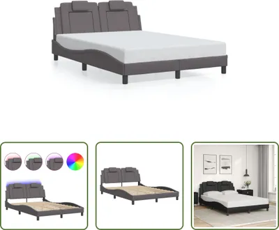 Image de The Living Store Cadre de lit avec LED Gris 140x200 cm Similicuir