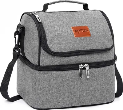 Produktbild von Grafner Kühltasche klein 8L, 2 Fächer Schultergurt Tragegriff, stabiles 900D Oxford, PEVA-Material: Wasserdicht abwaschbar beste Isolierung, Picknick Tasche Lunchbag Eis Schule Arbeit Outdoor