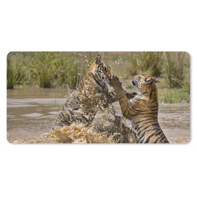 Produktbild von MuchoWow® Mauspad Mousepad Junge Tiger spielen im Wasser 60x30 cm - Mousepads - Maus Mat - Pad - Mausunterlage - Nachhaltig