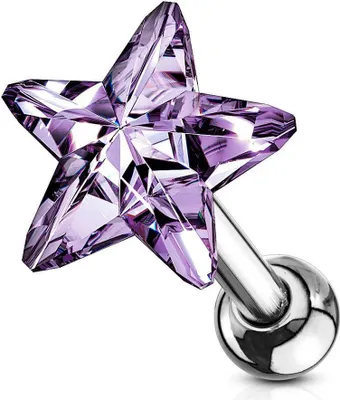 Produktbild von Helix & Tragus Ohr Piercing „Kristall Stern“ Tanzanite