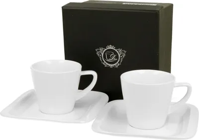 Produktbild von DUO WHITE COLLECTION 2er Set Espressotasse INFINITY 80 ml mit Untertasse New Bone China Porzellan