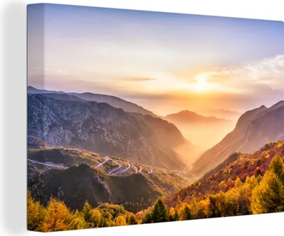 Produktbild von OneMillionCanvasses® - Leinwandbilder - 140x90 cm, Licht - Berge - Landschaft, Wandbilder Kunstdruck Wanddekoration - Foto auf Leinwand - Gemälde auf Holzrahmen