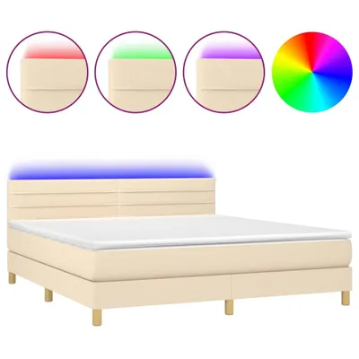 Produktbild von Boxspringbett mit Matratze & LED Creme 160x200 cm Stoff