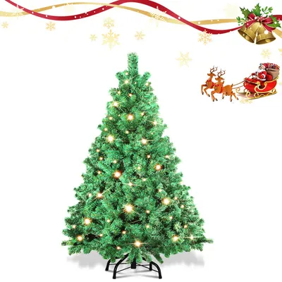Immagine prodotto di Jayseuw LED 120CM artificiale albero di Natale albero di Natale verde PVC aghi decorativo albero per la decorazione di Natale con luci da fata, con 340 punte