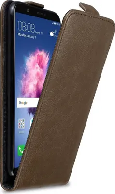 Produktbild von Cadorabo Hülle für Huawei P SMART 2018 / Enjoy 7S Schutz Hülle in Braun Flip Etui Handyhülle Case Cover