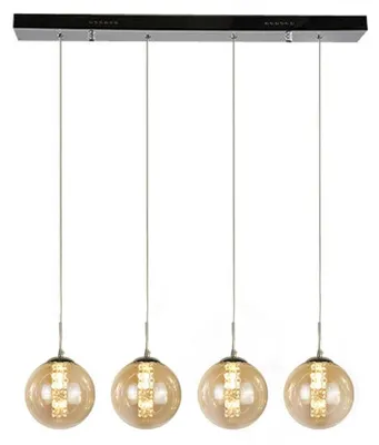 Image de ZMH Pendentifs pour table à manger 4 lampes flamme ambrée Pendentifs en verre pour le salon, la chambre, la cuisine et le couloir
