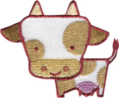 Produktbild von Kuh Rind Tier - Aufnäher, Bügelbild, Aufbügler, Applikationen, Patches, Flicken, Zum Aufbügeln, Größe: 5,4 x 4,5 cm