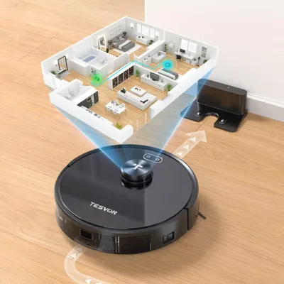 Obrázek produktu pro Robotický vysavač - Vysávací robot - Robotický vysavač - Robotický mop - Robotický vysavač s LiDAR - Sací výkon 2200 Pa