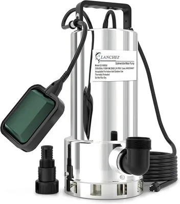 Obrázok produktu pre Ponorné čerpadlo na špinavú vodu, 1100 W, prietok 20 000 l/h, maximálna výtlačná výška 8 m, maximálna hĺbka ponorenia 7 m, s automatickým plávakovým spínačom, 10 metrový sieťový kábel, vhodné na vypúšťanie bazénov, suterény, záhrady