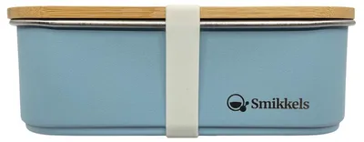 Image de Smikkels Boîte à pain inox avec couvercle en bambou - bleu - 900ml - Enfants