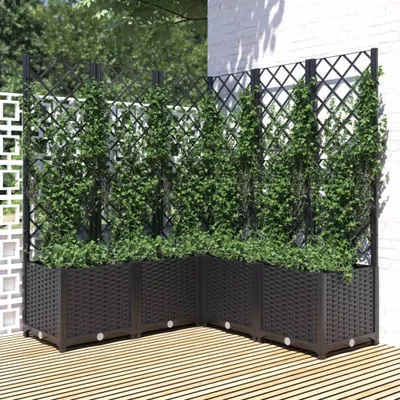 Produktbild von "Rabatt" Pflanzkübel modernem Design - Blumentopf/Pflanzkasten - mit Spalier Schwarz 120x120x136 cm PP - Beete CC7915