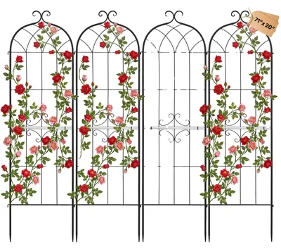 Obrázok produktu pre VEVOR Mreža na popínavé rastliny, 180 x 52,5 cm, balenie po 4 ks, kovová opora s povrchovou úpravou práškovým lakovaním a uzamykacím mechanizmom, opora na popínavé rastliny, záhradná mreža, mreža na kvety, zeleninu a ruže