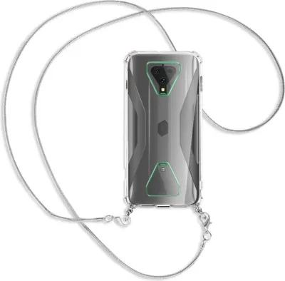 Produktbild von Handykette Backcover-Schutzhülle mit Band (Metall silberfarben) für Xiaomi Black Shark 3 - silberfarbene Kette Snake